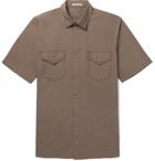 Bottega Veneta - Garment-Dyed Cotton-Poplin Shirt - Men - Mushroom