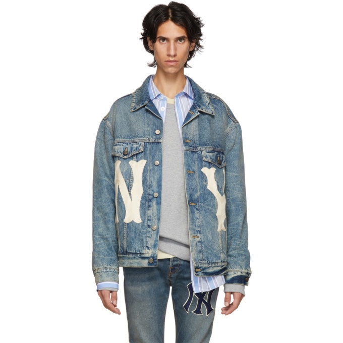 Photo: Gucci Blue NY Yankees Edition Patch Denim Jacket