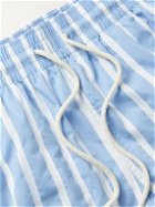 Atalaye - Suertea Short-Length Striped Swim Shorts - Blue