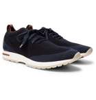Loro Piana - 360 Flexy Walk Leather-Trimmed Knitted Wool Sneakers - Navy