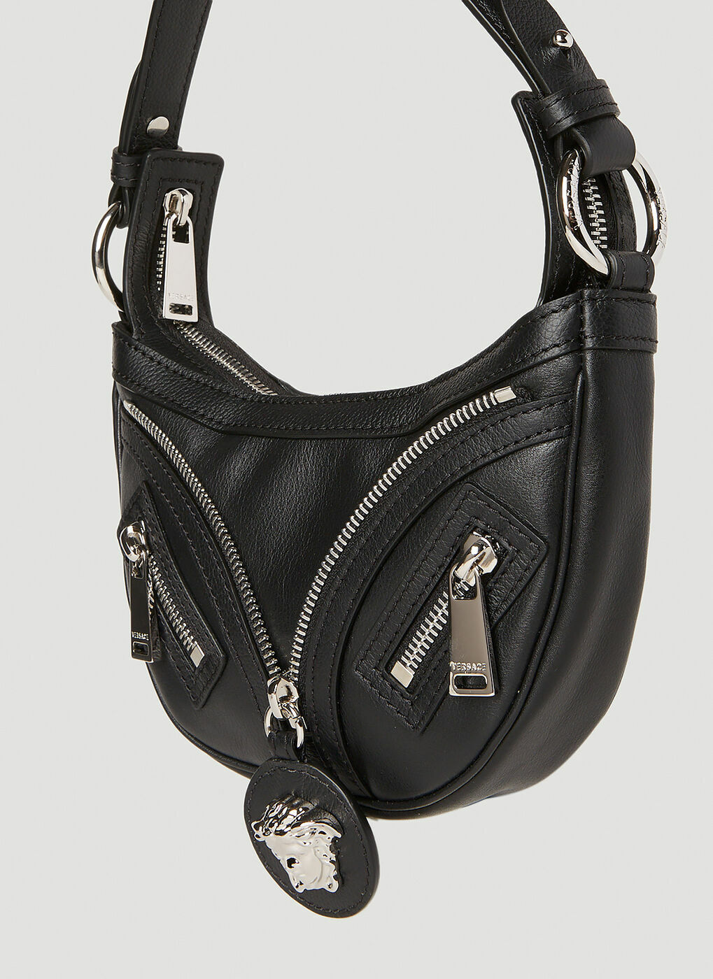 【関税&送料込】Versace Repeat Small Hobo Bag Versace - Repeat Small Hobo Bag in Black Versace
