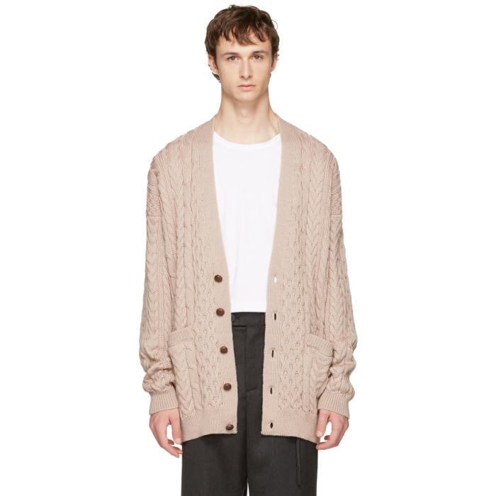 Photo: Maison Margiela Beige Replica Oversized Irish Fisherman Cardigan