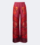 La DoubleJ Club printed silk twill wide-leg pants