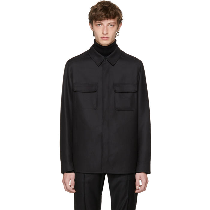 Brioni Black Wool Overshirt Brioni