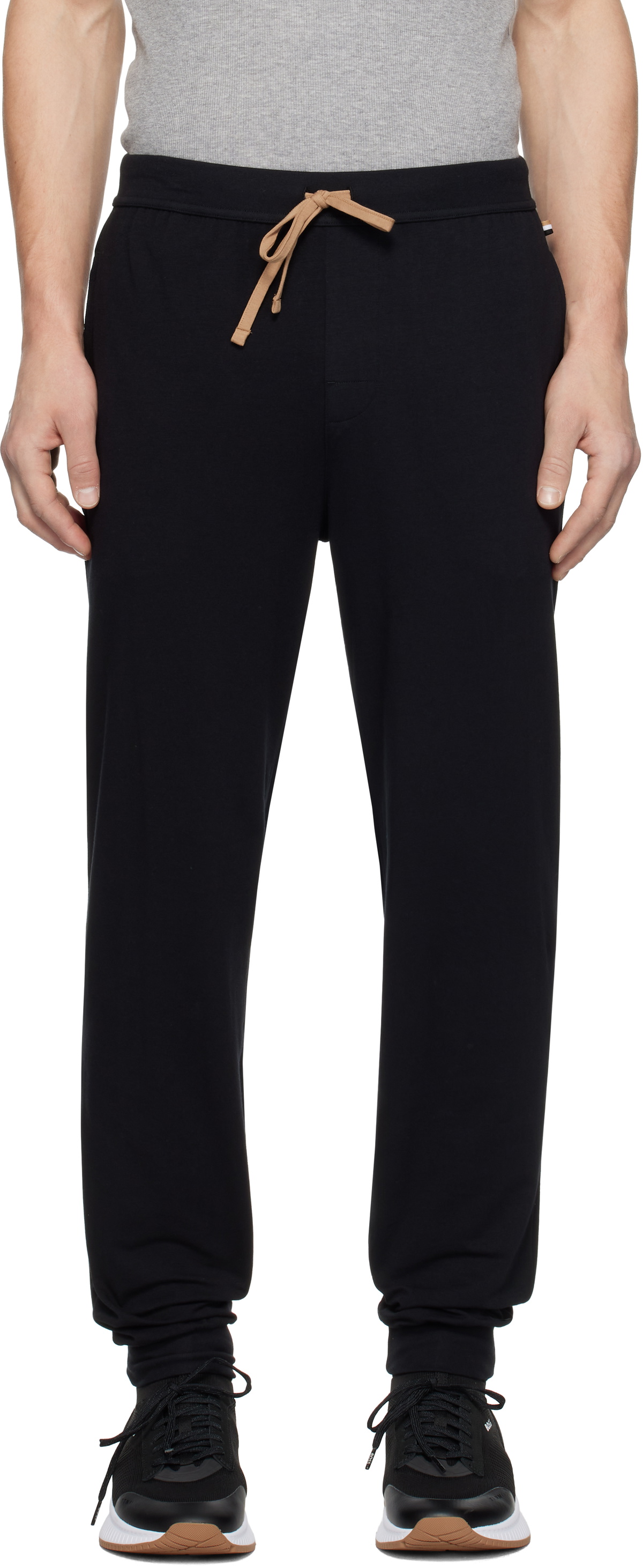 BOSS Black Embroidered-Logo Sweatpants