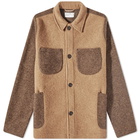 Universal Works Men's Wool Fleece Lumber Jacket in Taupe/Brown