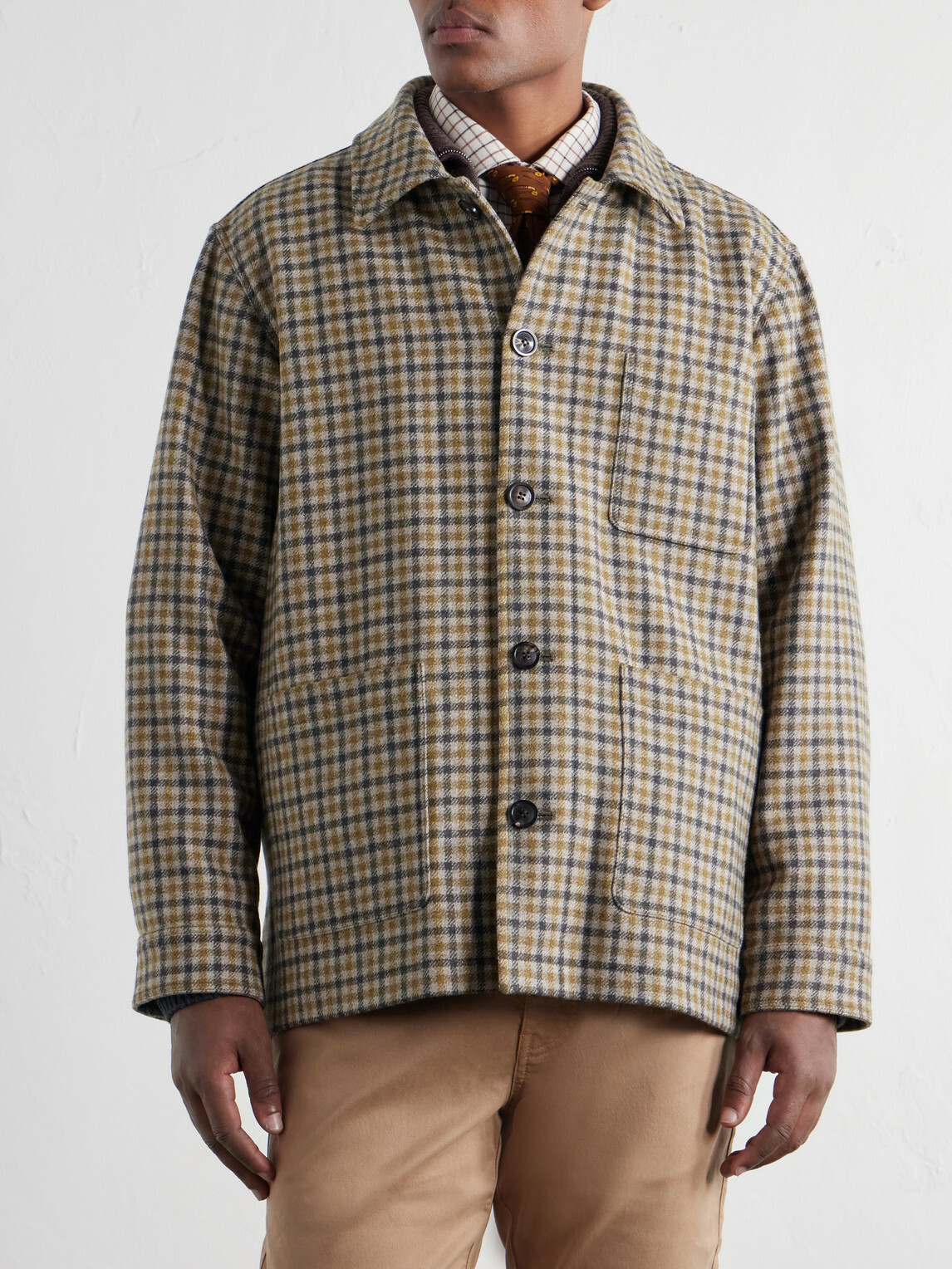 Purdey - Checked Wool-Twill Overshirt - Neutrals