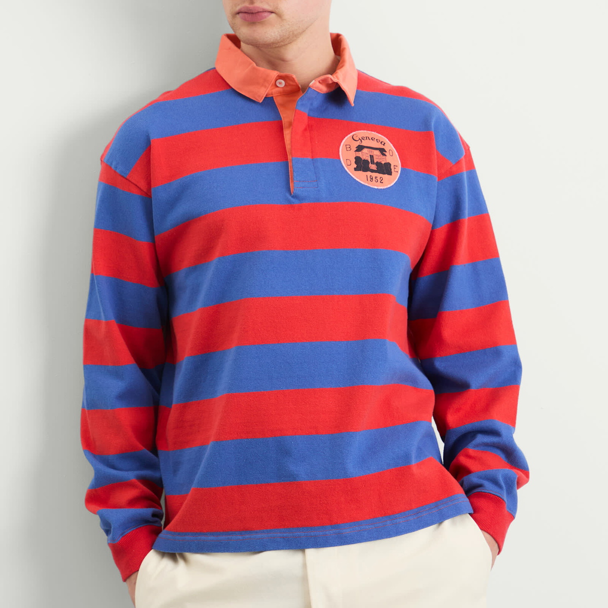 Bode Men's Clubhouse Rugby Shirt in Red