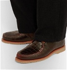 Noah - Sperry The Captain's Oxford Croc-Effect Leather Loafers - Brown