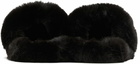 Versace Black Faux-Fur Palazzo Slippers