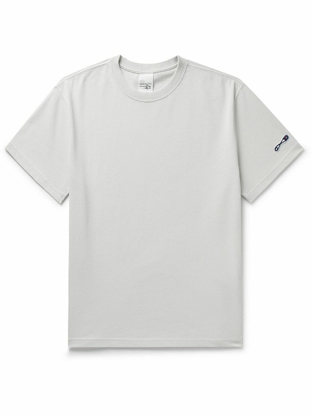 Photo: Nudie Jeans - Logo-Appliquéd Cotton-Blend Jersey T-Shirt - Neutrals