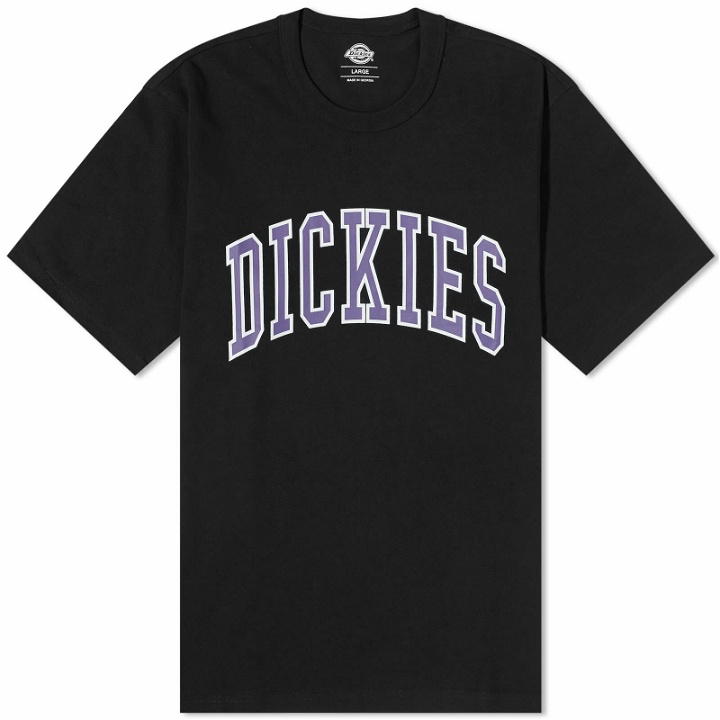 Photo: Dickies Men's Aitkin College Logo T-Shirt in Black/Imperial Palace