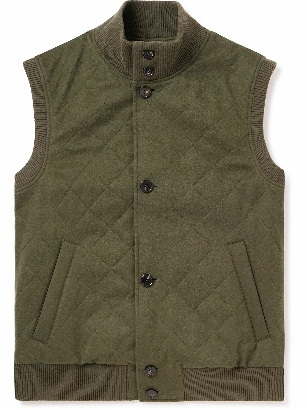 Photo: Loro Piana - Carry Reversible Quilted Cashmere and Storm System® Shell Gilet - Green