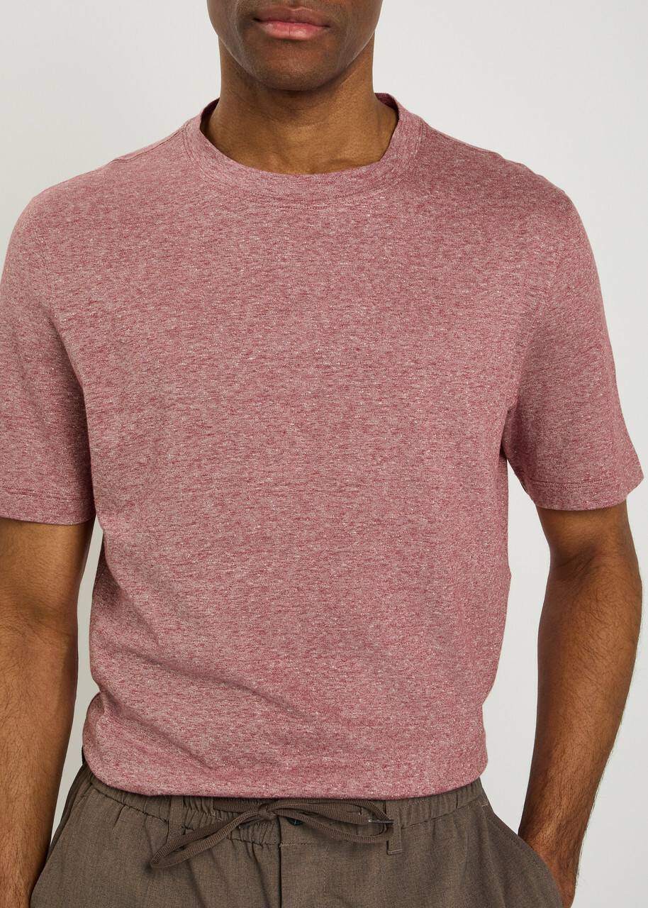 Brunello Cucinelli Linen and Cotton-blend T-shirt Coral