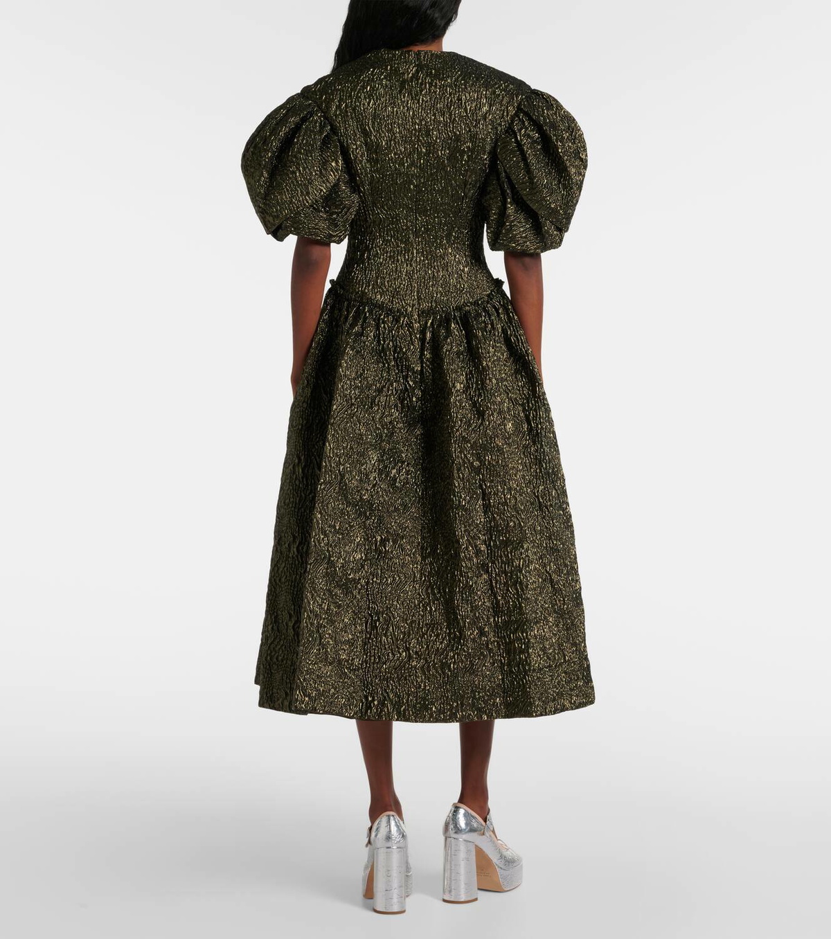 Simone Rocha Puff-sleeve lamé corset dress Simone Rocha