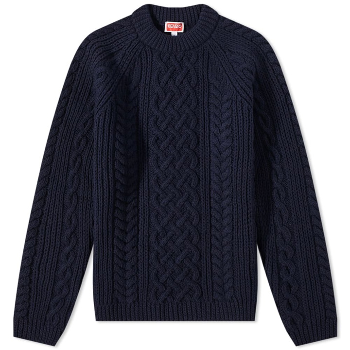 Photo: Kenzo Men's Cable Crew Knit in Midnight Blue