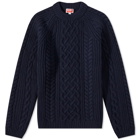 Kenzo Men's Cable Crew Knit in Midnight Blue