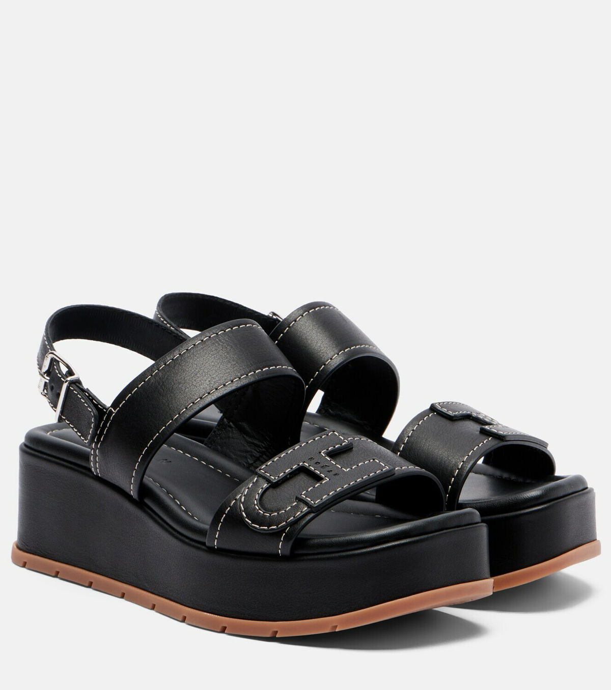 Hogan H703 leather platform sandals
