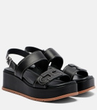 Hogan H703 leather platform sandals