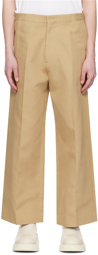 Photo: Recto Beige Relaxed-Fit Trousers