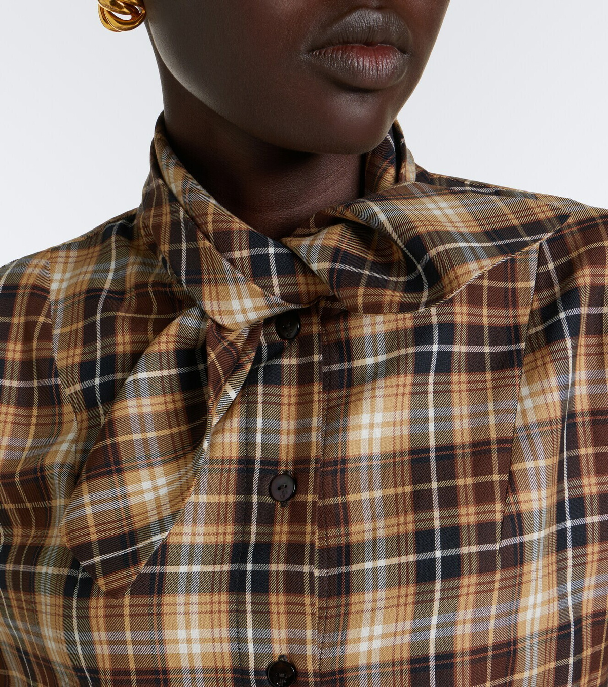 Patou Bow-detail checked cotton shirt