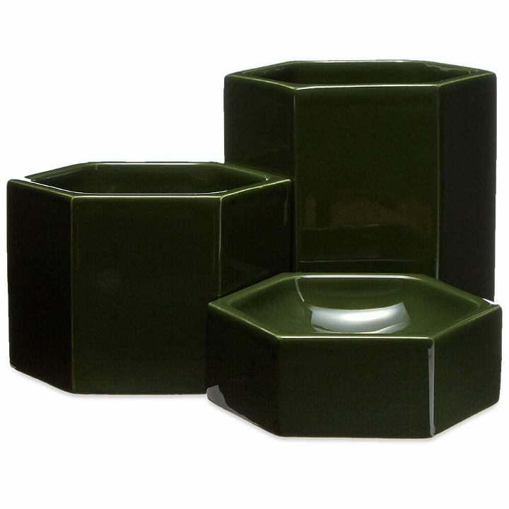 Photo: Vitra Jasper Morrison 2019 Hexagonal Containers - Pack of 3 in Dark Green