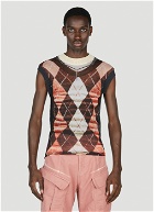 Y/Project x Jean Paul Gaultier  - Trompe L'Oeil Argyle Sweater Top in Orange