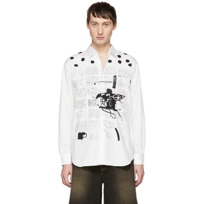 Photo: Comme des Garcons Shirt White Basquiat Edition Poplin Print Shirt