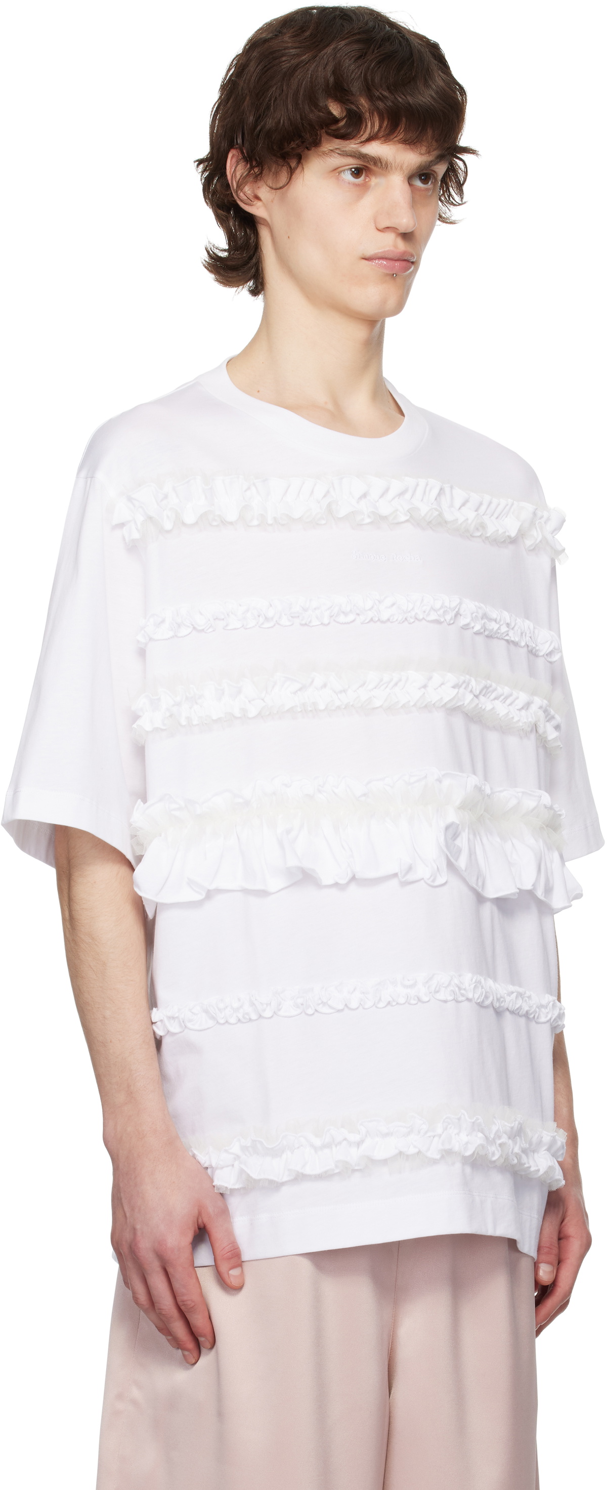 その他 Fitted Ruffle Frill T-Shirt - Simone Rocha - Cotton - White Simone Rocha White Ruffle Frill T-shirt Simone Rocha