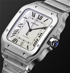 Cartier - Santos 39.8mm Interchangeable Stainless Steel and Leather Watch - Men - White
