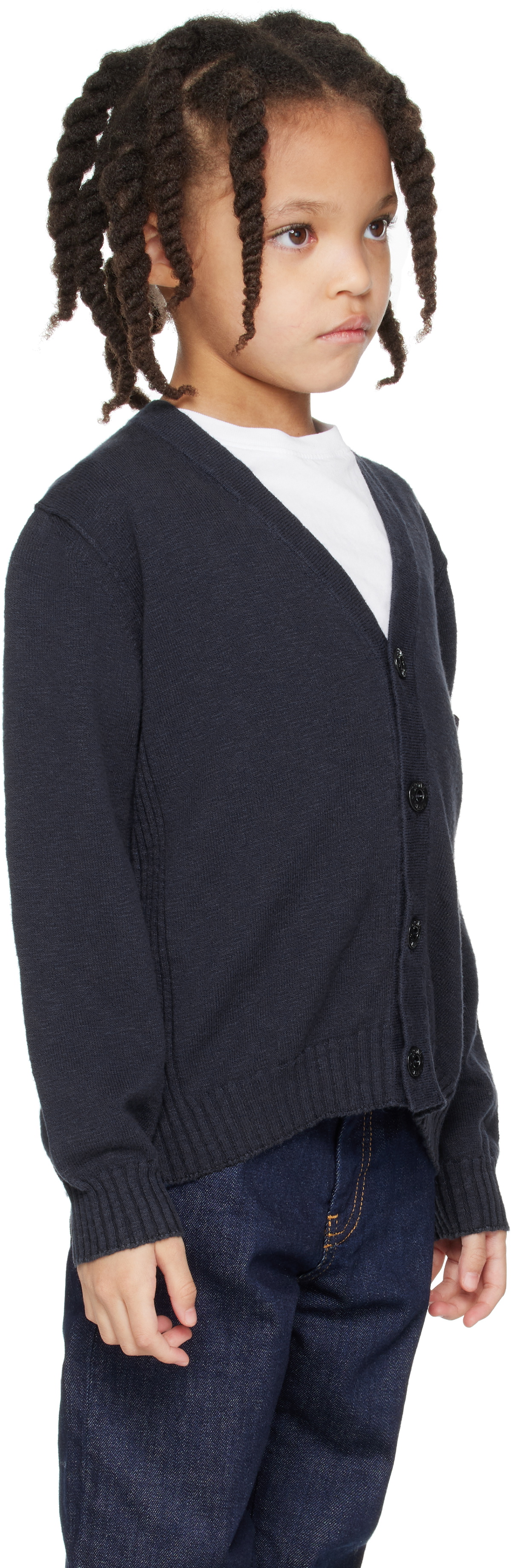 Stone Island Junior Kids Navy Cotton-Nylon Cardigan