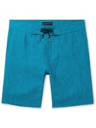 SEASE - Sunset Linen-Chambray Drawstring Shorts - Blue