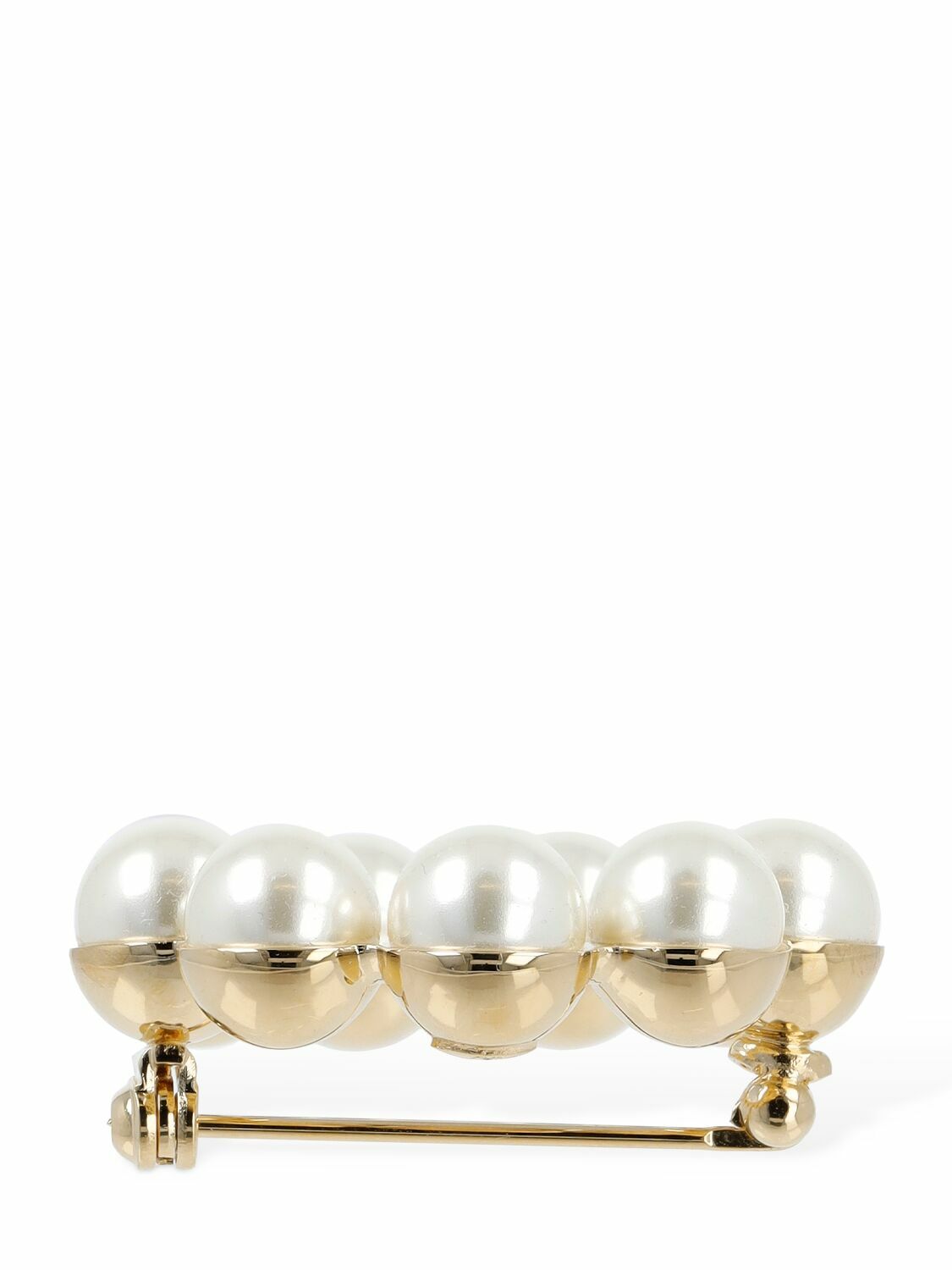 V Logo Signature Faux Pearl Brooch