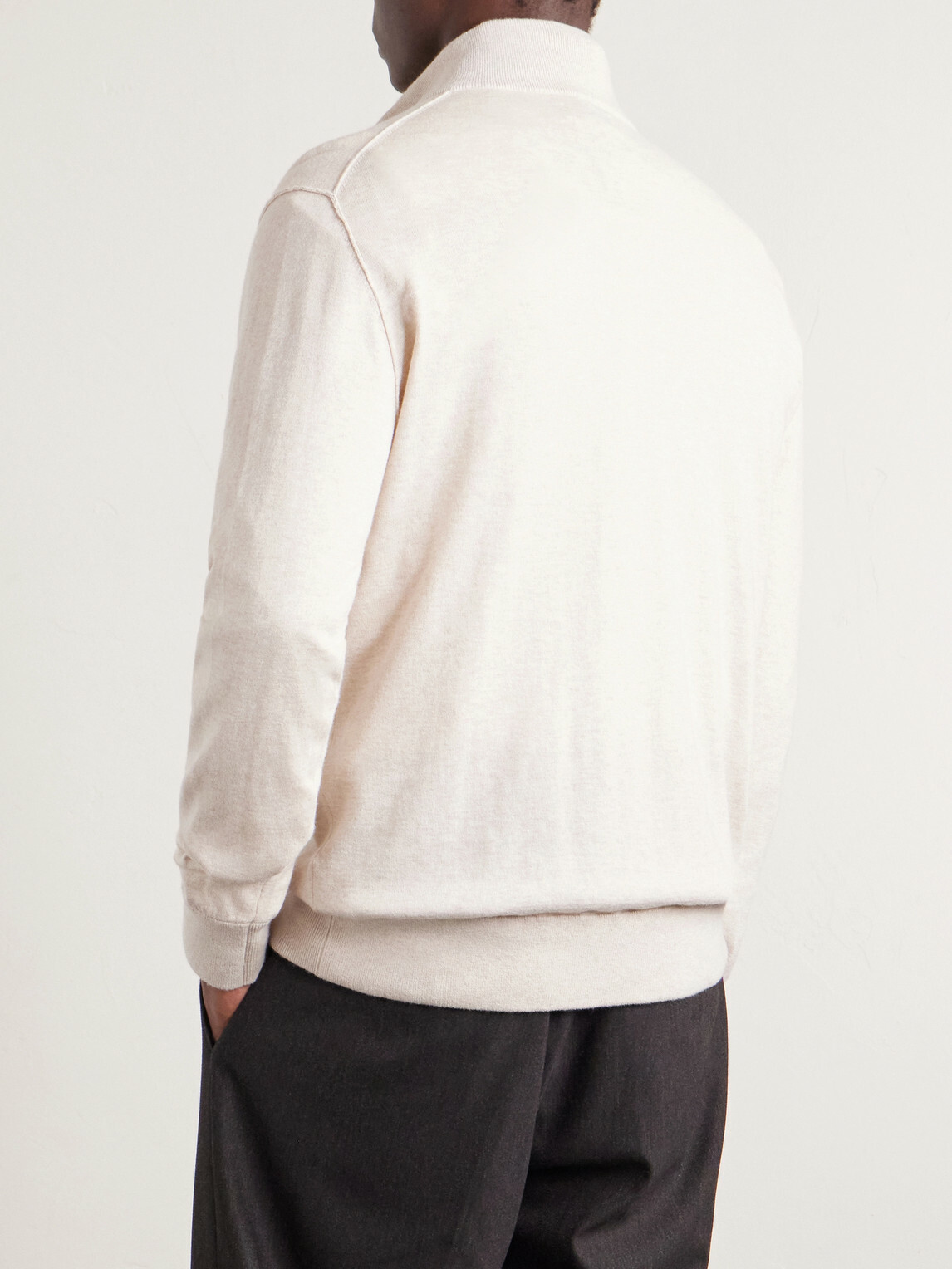 Hartford - Cotton and Cashmere-Blend Half-Zip Sweater - Neutrals