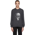 Alexander McQueen Black Wool and Mohair Skull Sweater