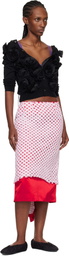 Comme des Garçons Red & Pink Tulle Braided Mesh Midi Skirt