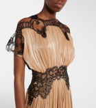 Costarellos Lace-trimmed Lurex georgette gown