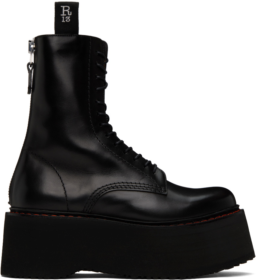 R13 Black Double Stack Boots R13