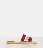 Gucci Logo embroidered raffia espadrille slides