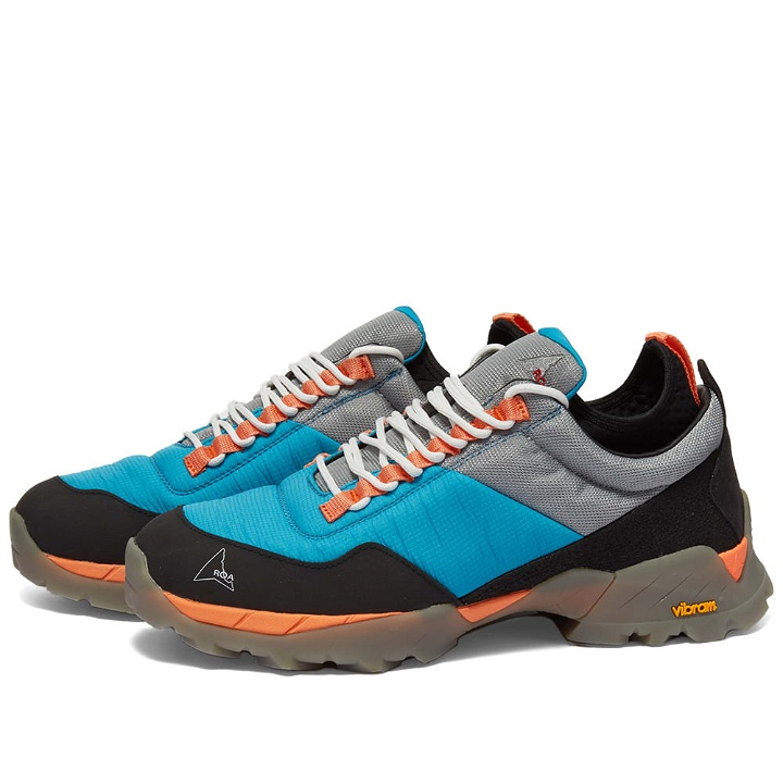 Photo: ROA Men's Double Neal Mesh Hiking Sneakers in Grey/Turquoise