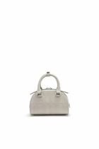 Diesel 1DR Dome-Mini bowling bag in croc-effect leather - Crossbody Bags Womens in Grey