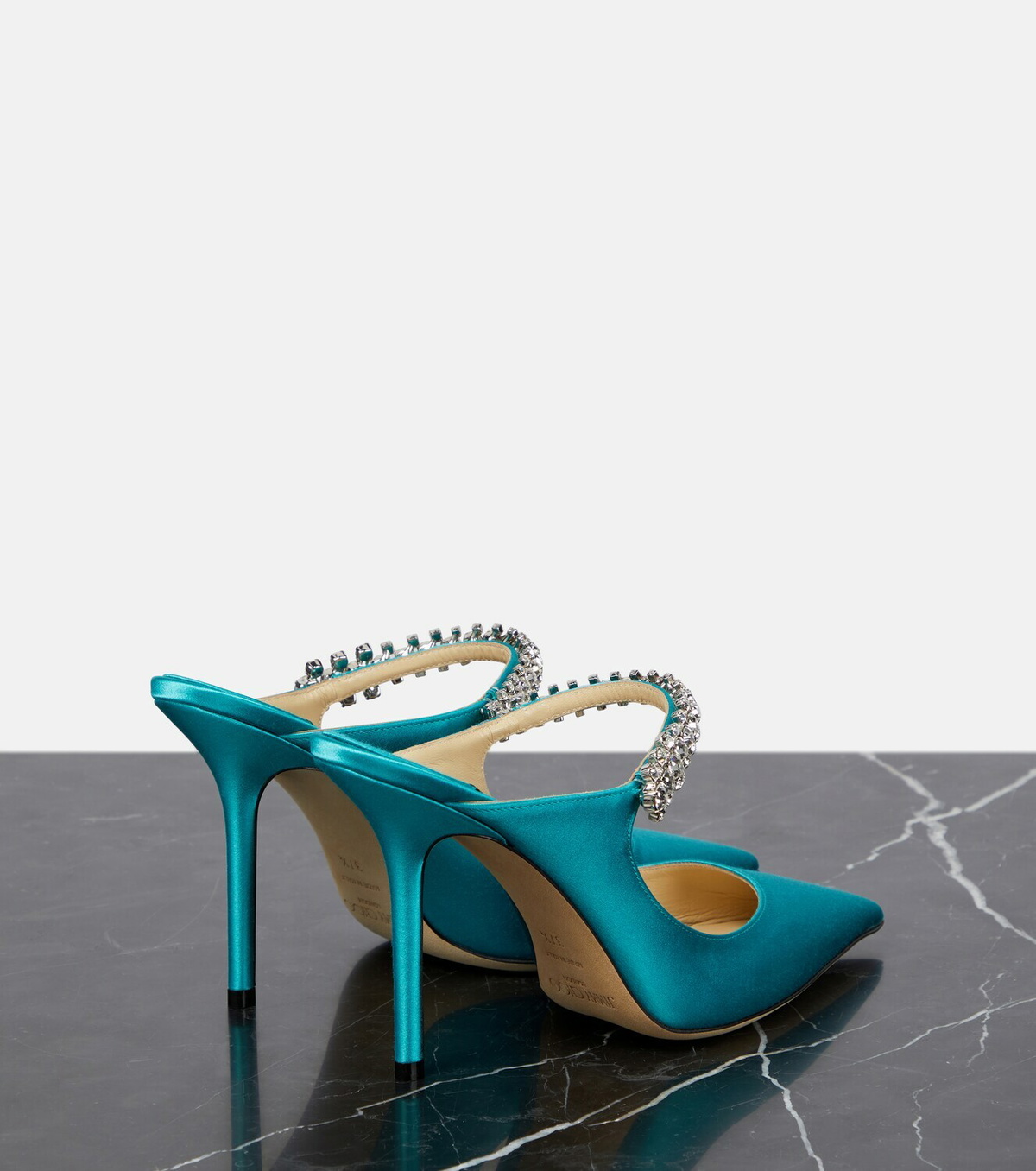 【25SS】Jimmy Choo / Bing 100 クリスタル装飾サテンミュール Bing 100 | Gold Mix Satin Crystal Pumps | JIMMY CHOO