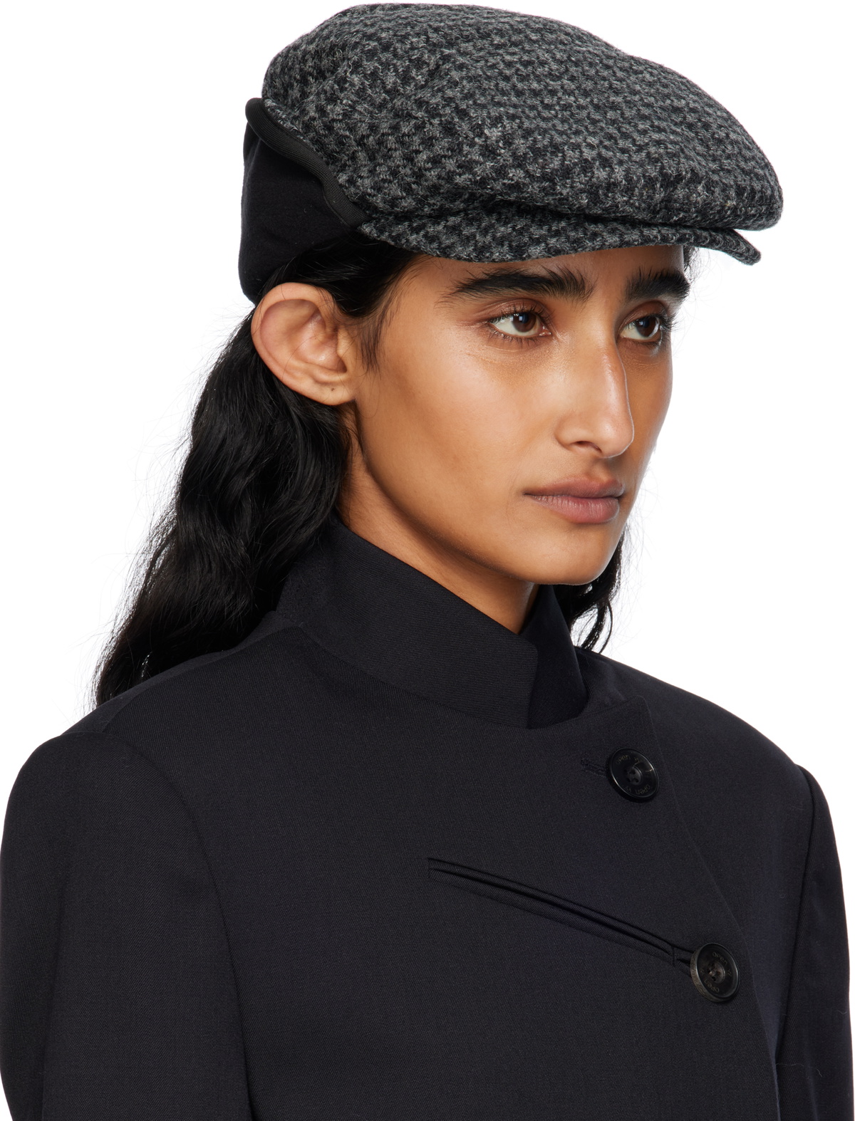 OPEN YY Black & Gray Harris Tweed Bicycle Foldable Cap