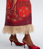 La DoubleJ Swing fringed printed silk twill maxi dress