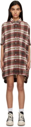 R13 Off-White & Burgundy Check Minidress