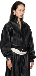 LU'U DAN Black Blouson Leather Jacket