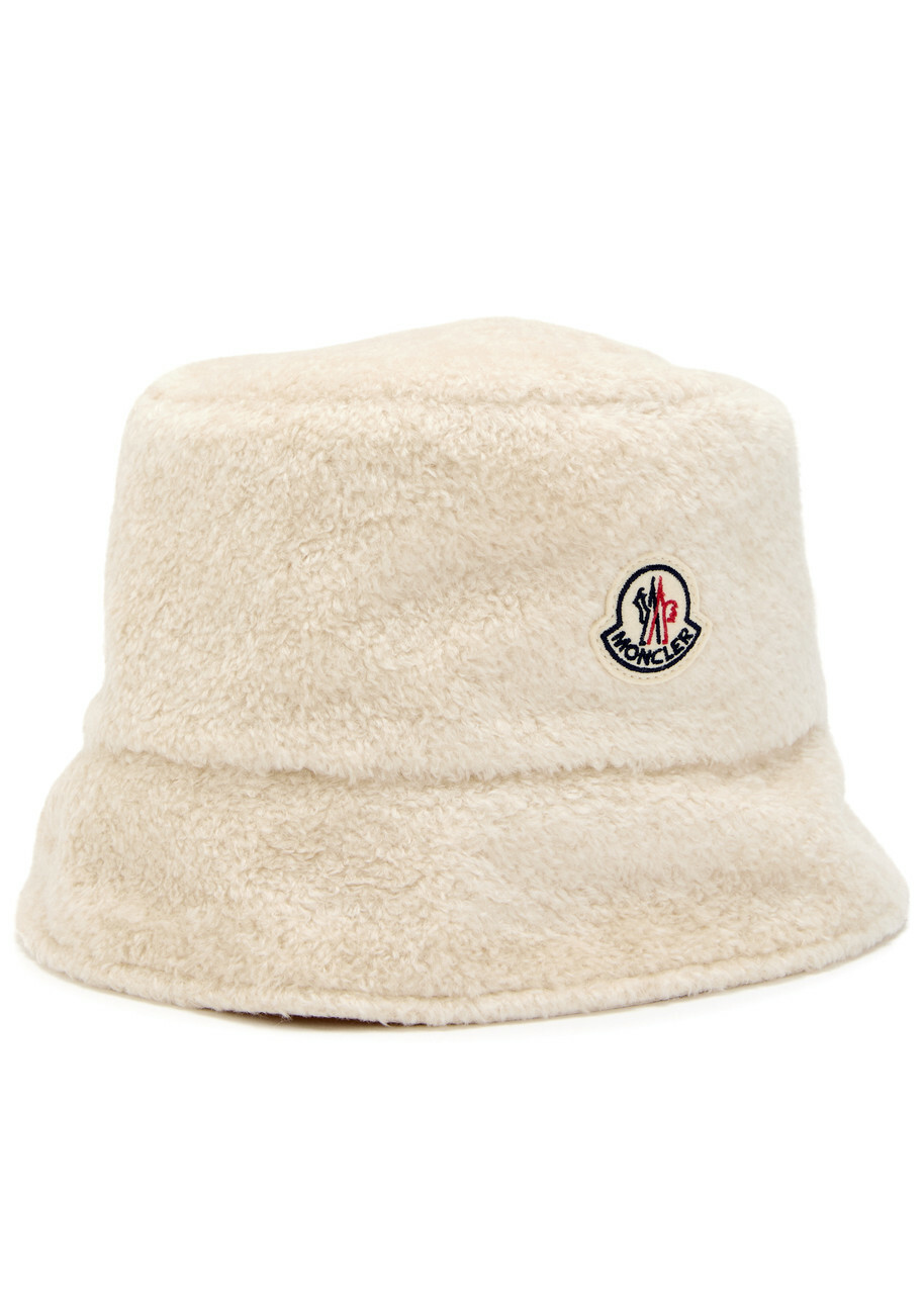 Moncler Reversible Logo Fleece and Shell Bucket hat Cream