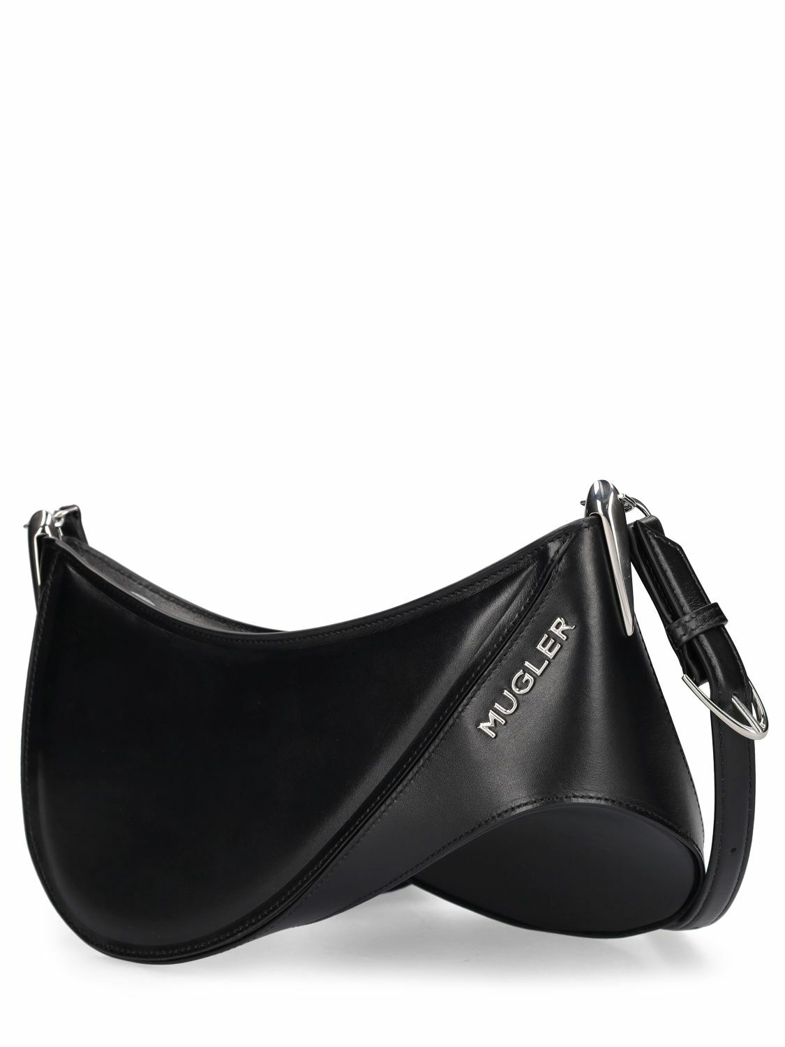 MUGLER - Medium Leather Spiral Curve Shoulder Bag Mugler