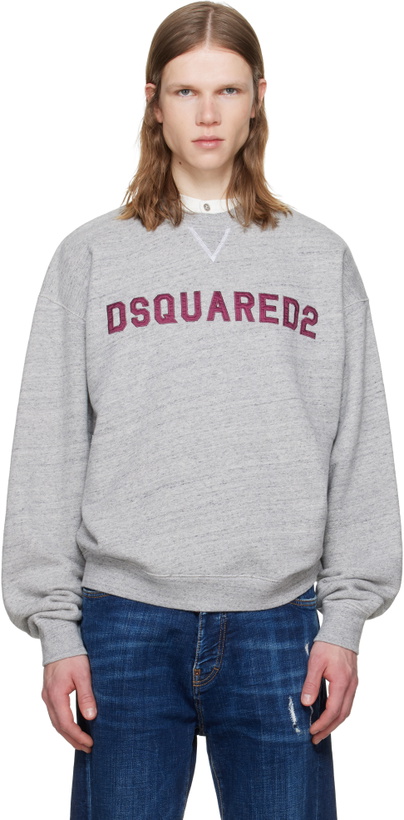 Photo: Dsquared2 Gray D2 College Short & Wide Crewneck Sweatshirt