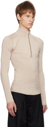 Mugler Gray Hook-And-Eye Ribbed Top